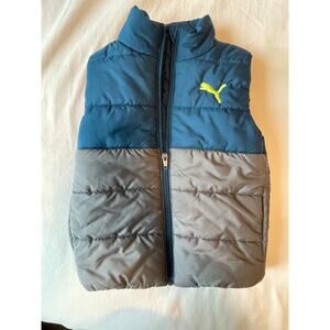 PUMA PUFFER VEST Toddler‎ Size XXS 3-4 Grey and Blue/Green